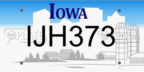 IJH373 Iowa License Plate