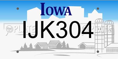 IJK304 Iowa License Plate