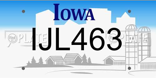 IJL463 Iowa License Plate