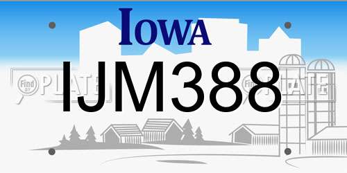 IJM388 Iowa License Plate