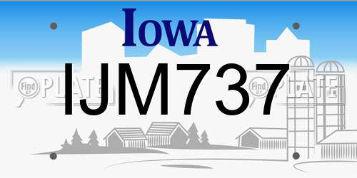 IJM737 Iowa License Plate