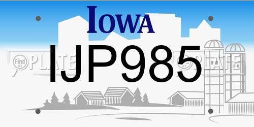 IJP985 Iowa License Plate
