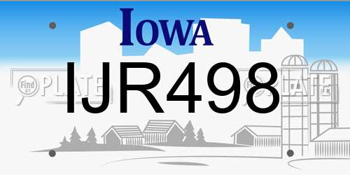 IJR498 Iowa License Plate