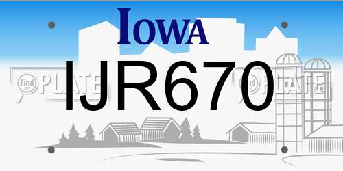 IJR670 Iowa License Plate