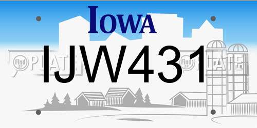 IJW431 Iowa License Plate