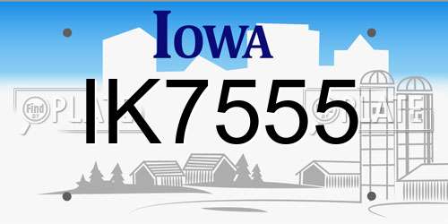IK7555 Iowa License Plate