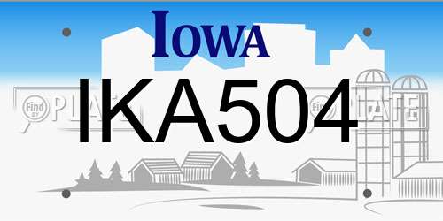 IKA504 Iowa License Plate