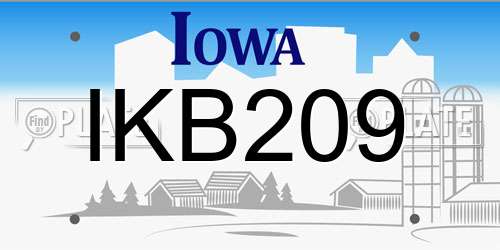 IKB209 Iowa License Plate