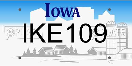 IKE109 Iowa License Plate