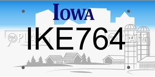 IKE764 Iowa License Plate