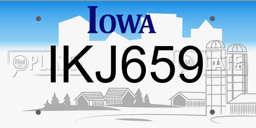 IKJ659 Iowa License Plate