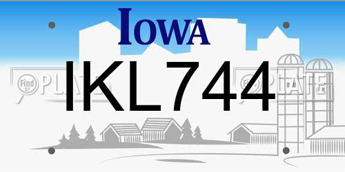 IKL744 Iowa License Plate