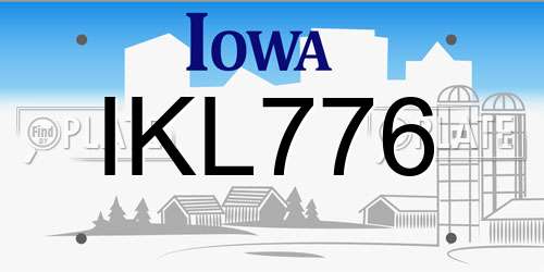 IKL776 Iowa License Plate