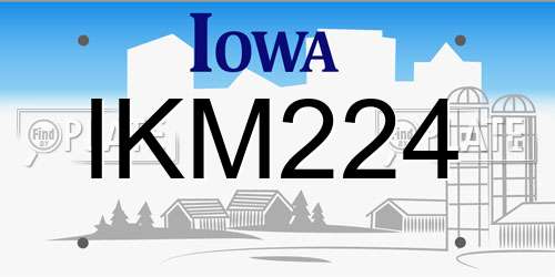 IKM224 Iowa License Plate