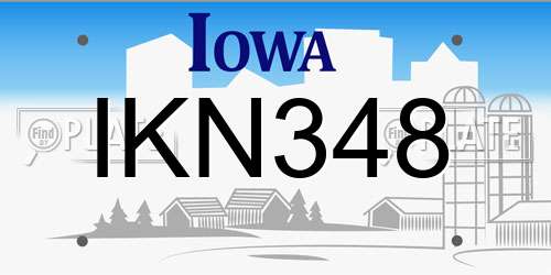 IKN348 Iowa License Plate
