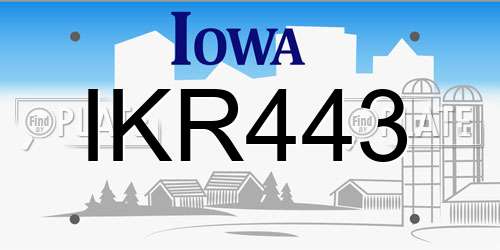 IKR443 Iowa License Plate