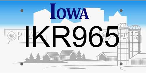 IKR965 Iowa License Plate