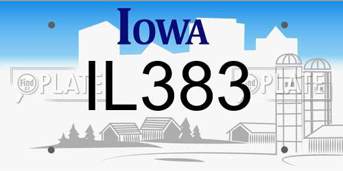 IL383 Iowa License Plate
