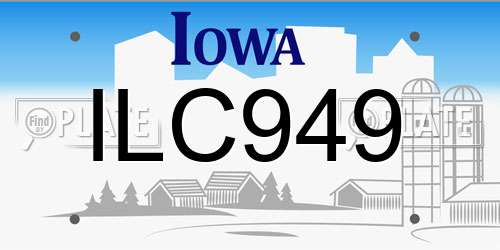 ILC949 Iowa License Plate