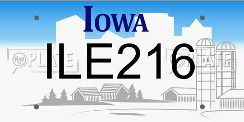 ILE216 Iowa License Plate