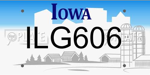 ILG606 Iowa License Plate