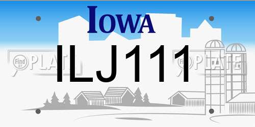 ILJ111 Iowa License Plate