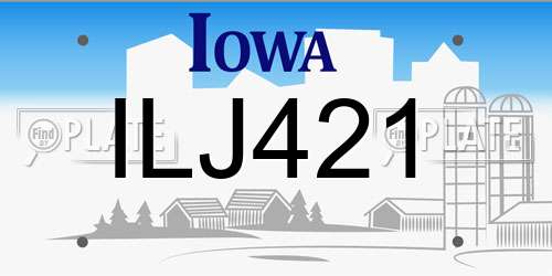 ILJ421 Iowa License Plate