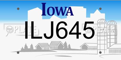 ILJ645 Iowa License Plate