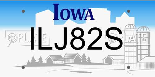 ILJ82S Iowa License Plate