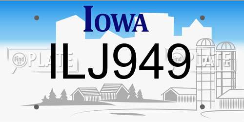 ILJ949 Iowa License Plate