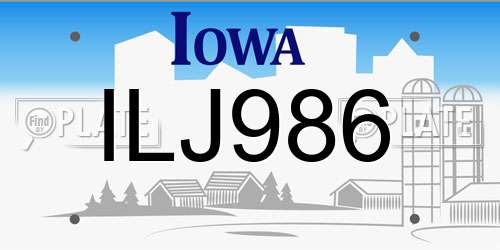 ILJ986 Iowa License Plate