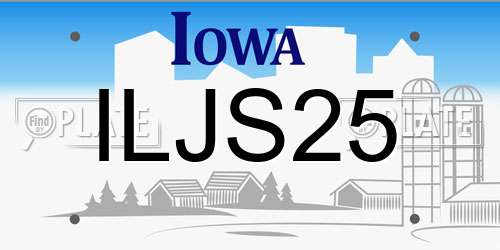 ILJS25 Iowa License Plate