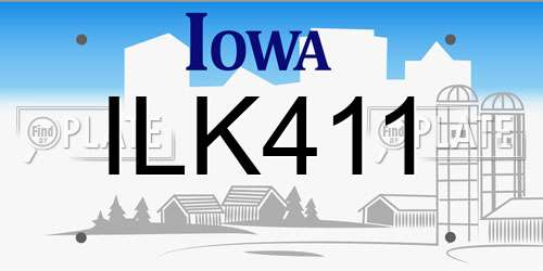 ILK411 Iowa License Plate
