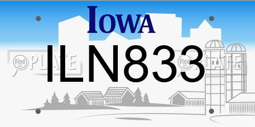 ILN833 Iowa License Plate