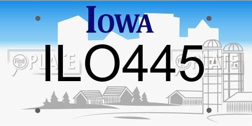 ILO445 Iowa License Plate