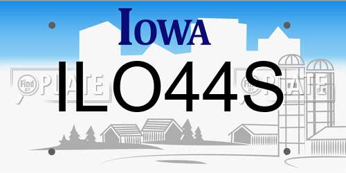 ILO44S Iowa License Plate