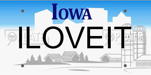 ILOVEIT Iowa License Plate