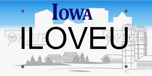 ILOVEU Iowa License Plate