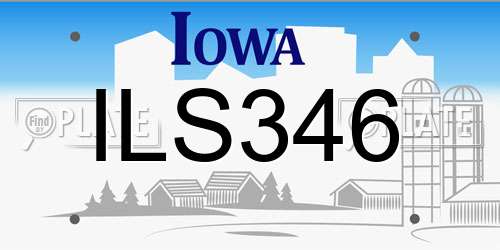 ILS346 Iowa License Plate