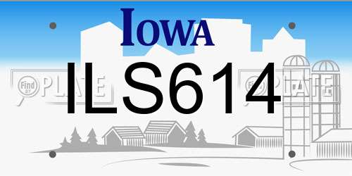 ILS614 Iowa License Plate