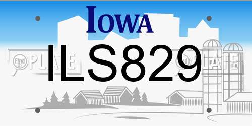 ILS829 Iowa License Plate