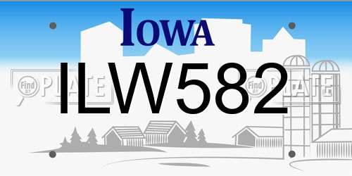 ILW582 Iowa License Plate