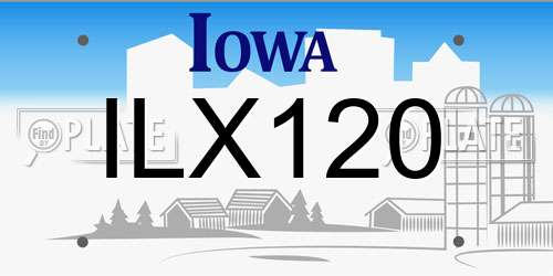 ILX120 Iowa License Plate