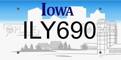 ILY690 Iowa License Plate