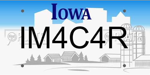 IM4C4R Iowa License Plate