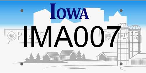 IMA007 Iowa License Plate