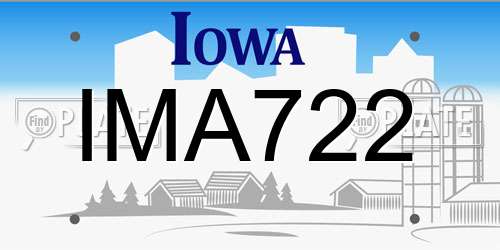 IMA722 Iowa License Plate