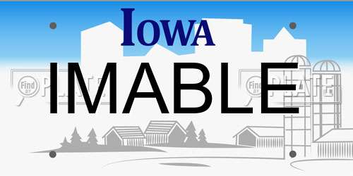 IMABLE Iowa License Plate