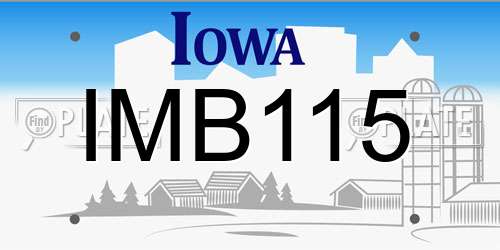 IMB115 Iowa License Plate