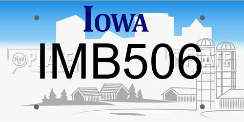 IMB506 Iowa License Plate